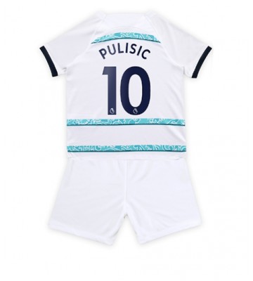 Chelsea Christian Pulisic #10 Bortedraktsett Barn 2022-23 Kortermet (+ Korte bukser)